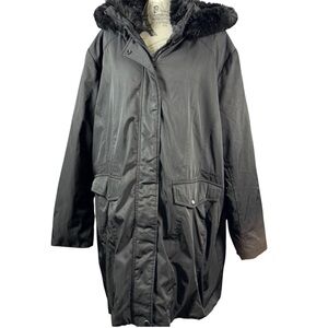 Marc New York Black Fur-Trimmed 3 pockets Hooded  Women’s Coat Size XXL